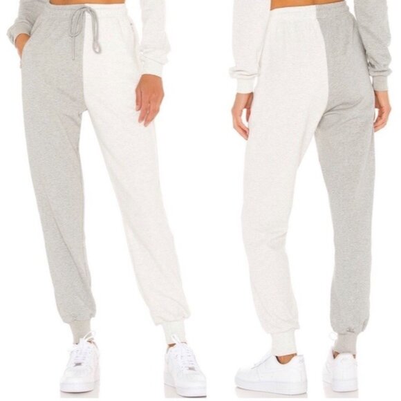 Superdown Revolve Renna Two Tone Sweatpants in Grey Multi S - Picture 1 of 9